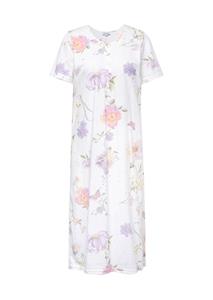 goldnerfashion Katoenen nachthemd met korte mouwen - sering / rosé / geel / gebloemd -