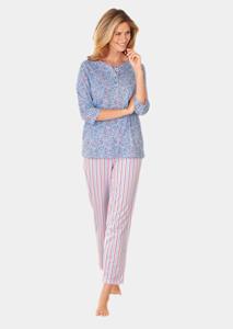 Goldner Fashion Gestreepte pyjamabroek - wit / regattablauw / koraalrood / gestr. 