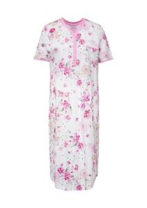 goldnerfashion Nachthemd met korte mouwen en knoopsluiting - rosé / wit / gedess. -