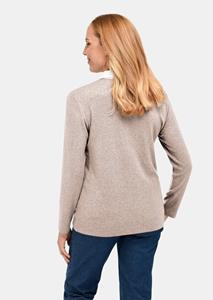 goldnerfashion Thermopoloshirt met zachte binnenkant en katoenen kraag - beige / gemêl. -