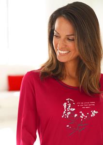 goldnerfashion Katoenen nachthemd met lange mouwen - rood -