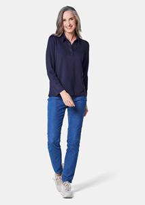 goldnerfashion Poloshirt met lange mouwen en sierband bij de knoopsluiting - marine -