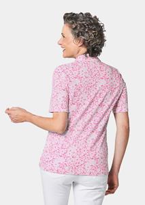 goldnerfashion Gedessineerd piqué-poloshirt - roze / wit -
