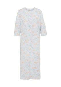 goldnerfashion Katoenen nachthemd met korte mouwen - wit / mintgroen / oranje / gebloemd -