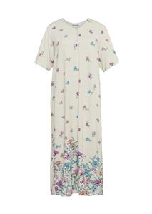 goldnerfashion Nachthemd met korte mouwen en knoopsluiting - gebroken wit / turquoise / rosé / gedess. -
