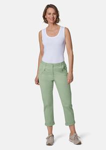goldnerfashion Casual chino met zachte peach-finish - grijsgroen -