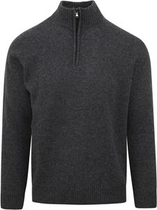 Suitable Half Zip Trui Wol Blend Antraciet