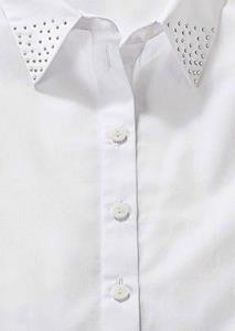 Kraag blouse met steentjes - wit -