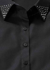 Kraag blouse met steentjes - zwart 