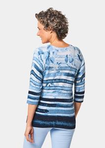 goldnerfashion Pullover met ronde hals - blauw / gedess. -