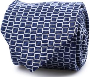 Suitable Stropdas Zijde Print Donkerblauw -