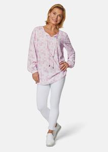 goldnerfashion Gedessineerde blouse van katoen met fijn garen - steengrijs / gedess. -