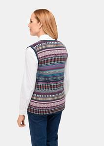 goldnerfashion Jacquard tricot vest met kleurrijk streepdessin - meerkleurig / gedess. -