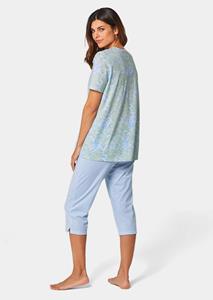 goldnerfashion Katoenen pyjama met korte mouwen - lichtblauw / salie / wit / gedess. -