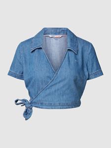 Jeansblouse in wikkellook