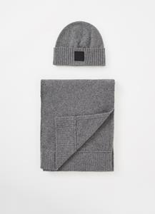 Boss Orange Strickschal Andres, (Set, 2 St., mit Mütze), Set aus Schal und Mütze