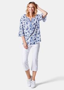goldnerfashion Gedessineerde blouse - wit / blauw / gedess. -