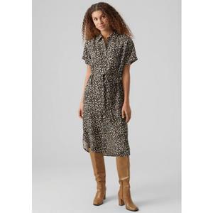 Vero Moda Shirtkleid Leichtes Kurzärmliges Basic Midi Kleid VMBUMPY (lang) 5760 in Braun