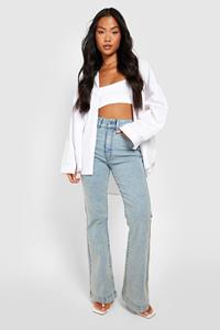 Boohoo Petite 30" Flared High Waist Jeans, Vintage Wash