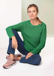 goldnerfashion Flatteuze pullover van puur katoen - grün -