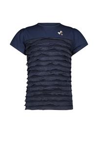 NoNo Meisjes t-shirt ruffel - Kalle - Navy blauw
