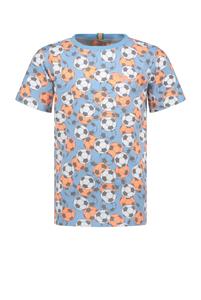 Tygo & Vito Jongens t-shirt AOP voetbal - Helder blauw