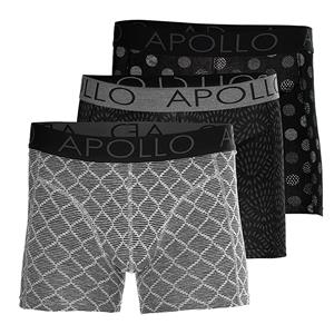 Apollo Boxershorts Heren Black / Grey Print 3-pack-S