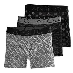 Apollo Boxershorts Heren Black / Grey Print 3-pack-XL