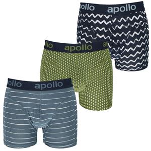 Apollo Boxershorts Heren Blue / Green Print 3-pack-L