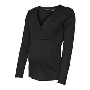 VERO MODA MATERNITY ribgebreide zwangerschaps- en voedingstop VMMLAVENDER zwart Dames Stretchkatoen (duurzaam) V-hals - 