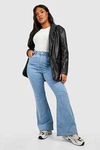 Boohoo Plus Flared Jeans, Light Wash