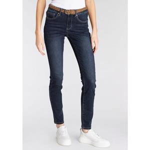 DELMAO Slim fit jeans smalle broekpasvorm, normale taille, enkel-lang (set, 2-delig, Met riem)