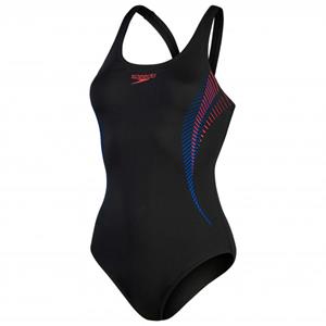 Speedo Placement Muscleback Badeanzug Schwarz/Rot für Damen