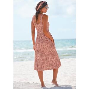 Beachtime Jerseyjurk met bladerenprint en zakken, licht strandjurk, zomerjurk