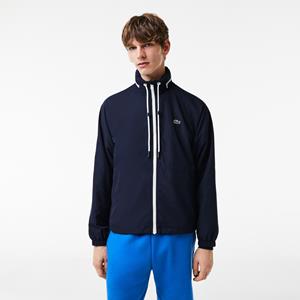 Heren Lacoste Waterafstotende Jas met Afneembare Capuchon in Blauw