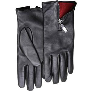 PEARLWOOD Leren handschoenen met gekleurd binnenwerk, gladleer, rits op de handrug