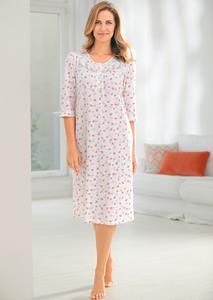 goldnerfashion Nachthemd - wit / koraalrood / gedess. -