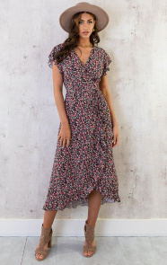 The Musthaves Flower Jurk Midi Koraal