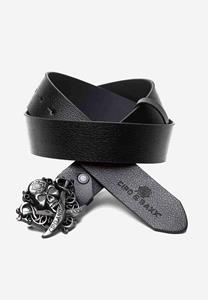 Cipo & Baxx Ledergürtel, mit cooler Totenkopfschnalle