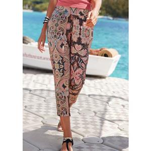 Lascana 7/8-broek met brede boorden en all-over print, jersey broek, elastisch