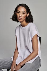 REPEAT cashmere Mouwloze cashmere trui met ronde hals en split opzij
