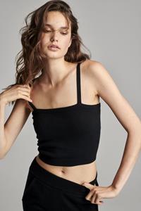 REPEAT cashmere Kort gebreid topje met spaghettibandjes van cashmere