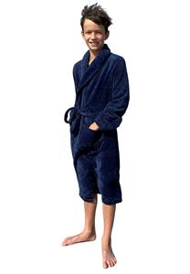 relaxcompany Marineblauwe kinderbadjas fleece-134/140 (L)