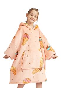 Badjas Ijsjes kindersnuggie fleece met hoodie - Badrock