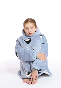 Badjas Kindersnuggie jumping dog fleece - lichtgrijs - Badrock