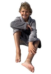 relaxcompany Grijze kinderbadjas fleece-164/176 (XXL)
