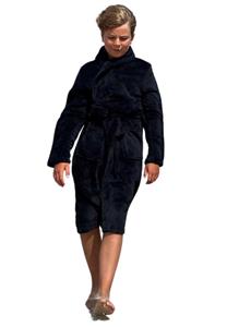 relaxcompany Zwarte kinderbadjas fleece-164/176 (XXL)
