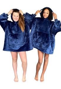 badrock Draagbare deken met capuchon & mouwen - kind - blauw