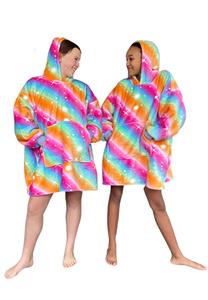 badrock Draagbare deken met capuchon & mouwen - kind - regenboog