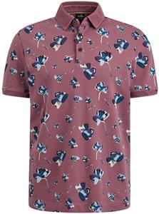 Vanguard Poloshirt Piqué Bloemen Donkerroze